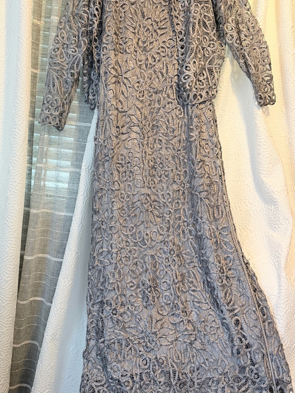 Soulmates Gray Lace Long Sleeve Maxi Dress wedding dress